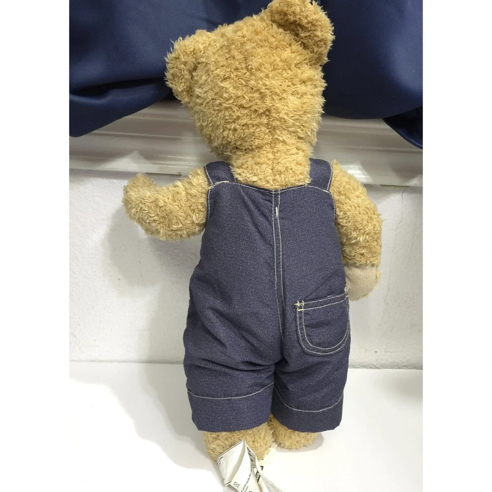 IKEA BRUMMA‎ Teddy Bear Jointed Cuddle Brown Plush in Blue Denim Overalls
